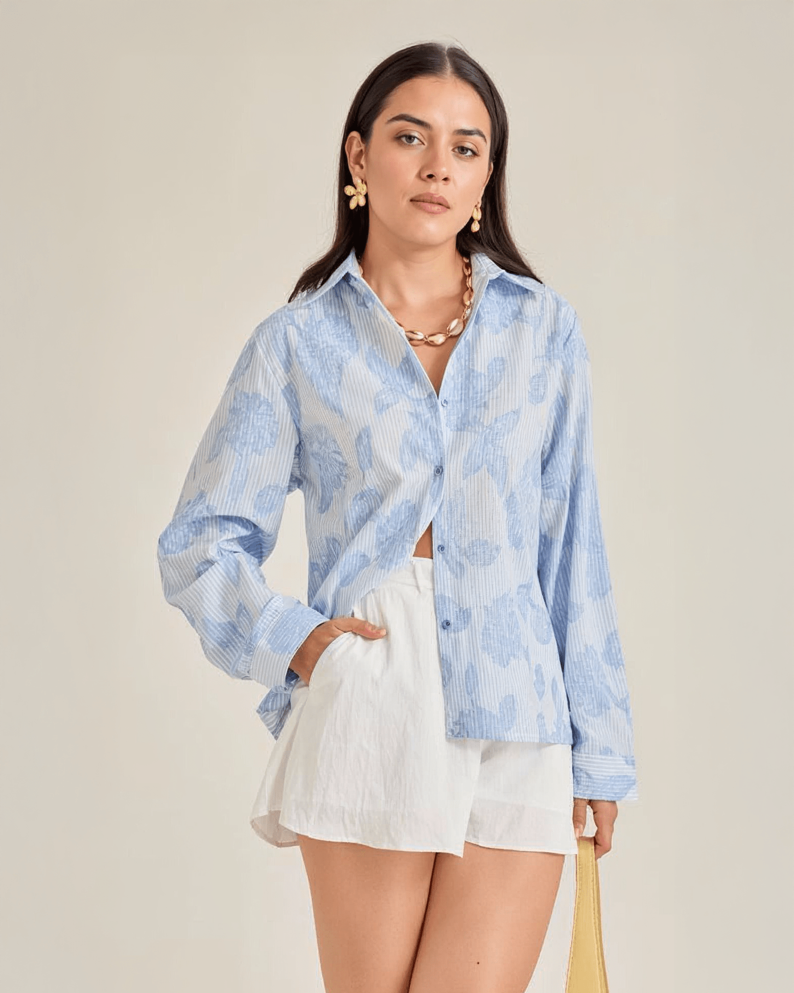 Blusa Camisa Oversize con Estampado Floral para Mujer - ROXANZ