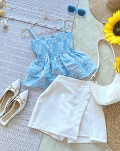 Blusa Sin Mangas de Encaje Floral en Colores Pastel - ROXANZ