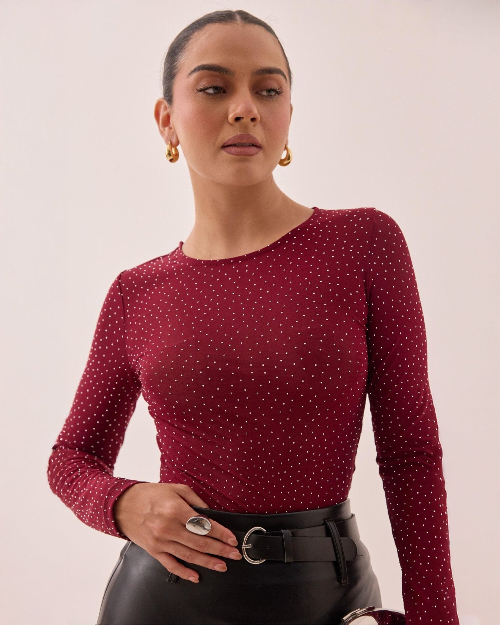 Body de Manga Larga con Pedrería para Mujer - ROXANZ