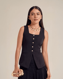 Chaleco Elegante para Mujer con Botones Dorados - ROXANZ