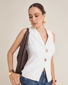 Chaleco Elegante para Mujer con Botones Dorados Estilo Sastre - ROXANZ