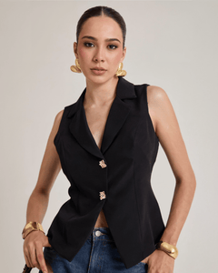 Chaleco Elegante para Mujer con Botones Dorados Estilo Sastre - ROXANZ
