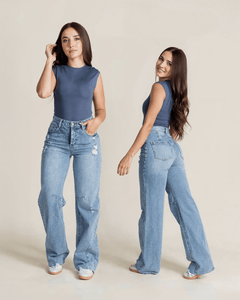 Jeans Wide Leg de Mujer Tiro Alto Azul - ROXANZ