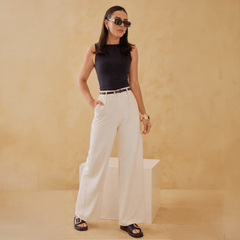 Pantalones Anchos de Moda con Cintura Alta para Mujer - ROXANZ