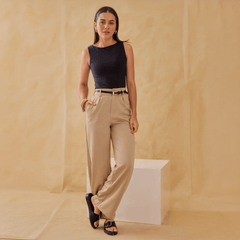Pantalones Anchos de Moda con Cintura Alta para Mujer - ROXANZ
