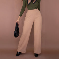Pantalones de Talle Alto Con Textura - Roxanz