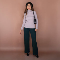 Pantalones de Talle Alto Con Textura - Roxanz