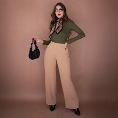 Pantalones de Talle Alto Con Textura - Roxanz