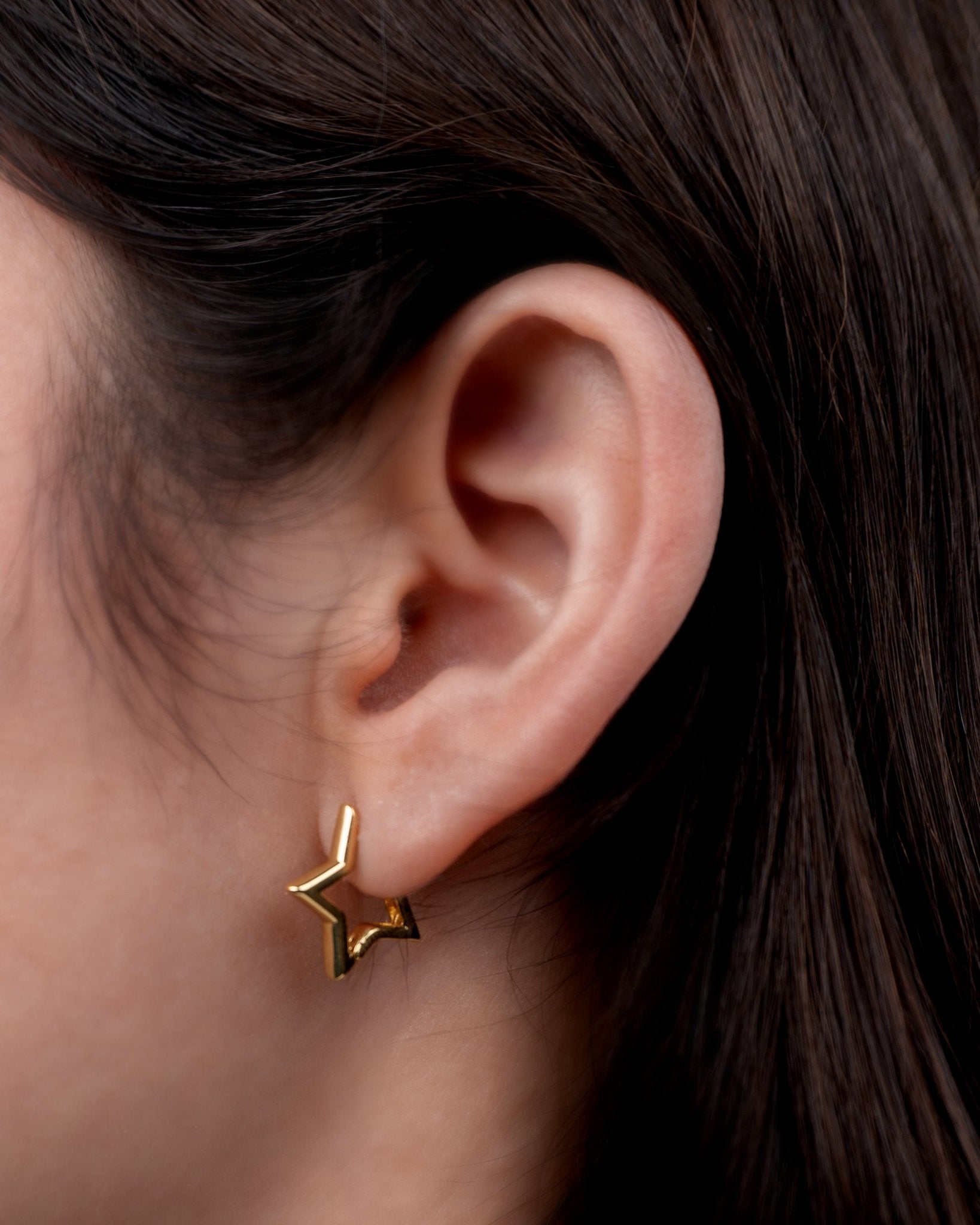 1 par de pendientes de aro pequeño minimalista con forma de estrella, joyas de acero inoxidable - Roxanz