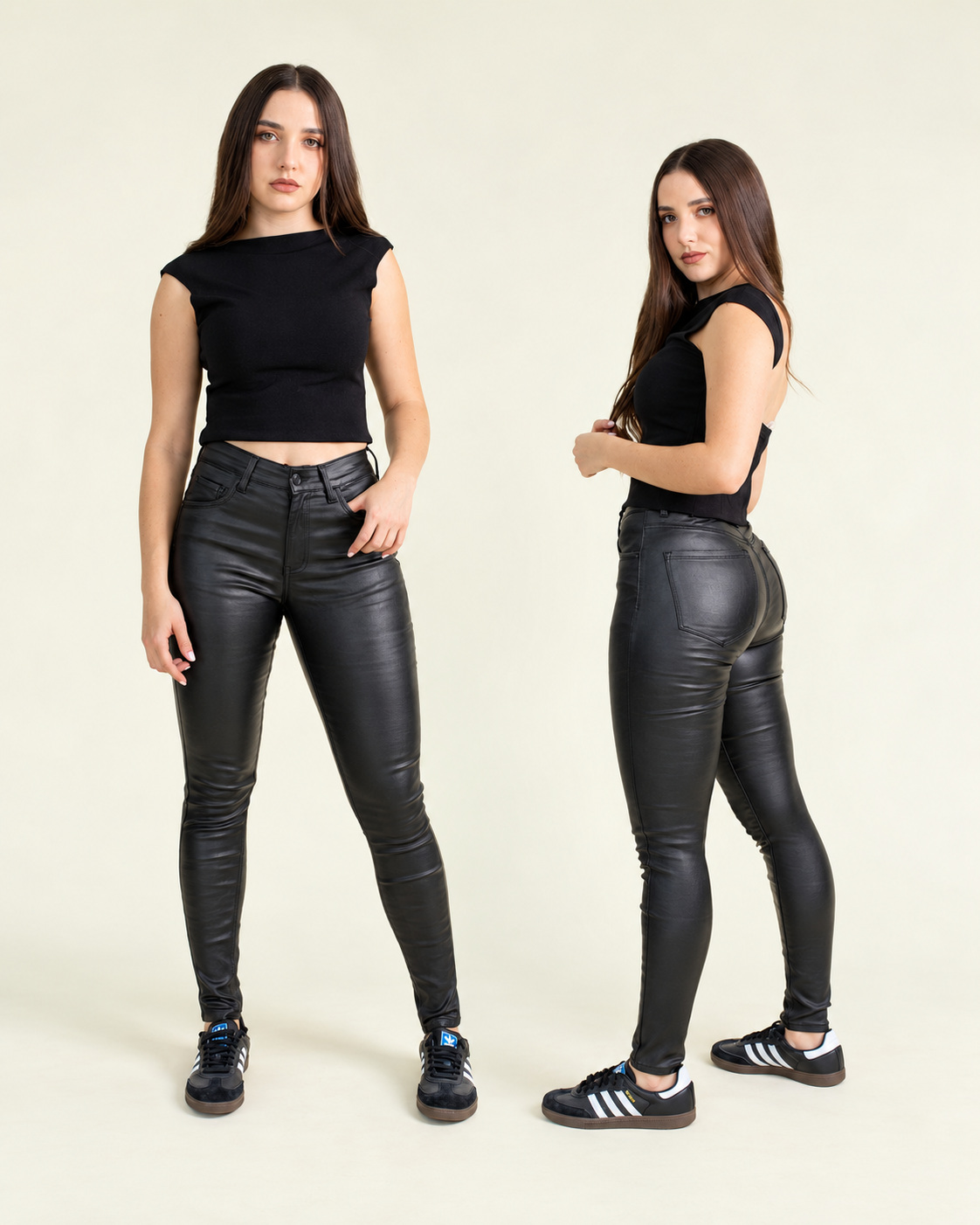 Pantalón Skinny Negro Vinipiel para Mujer