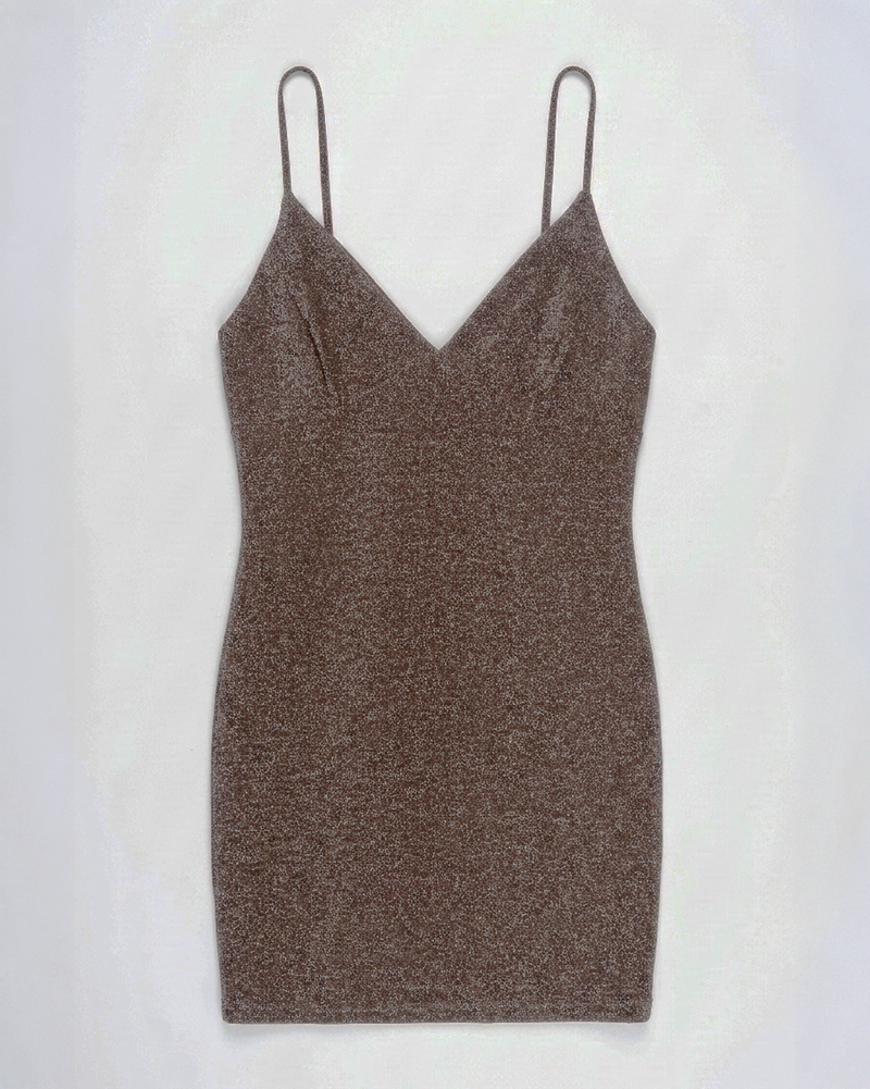 Vestido de Tirantes Brilloso L Café