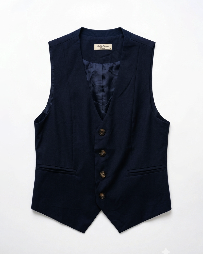 Chaleco Botones Casual M Azul Marino