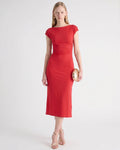 Vestido Midi Acanalado Botones