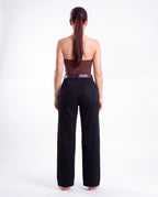 Jeans Wide Leg Mezclilla Negro Cinto