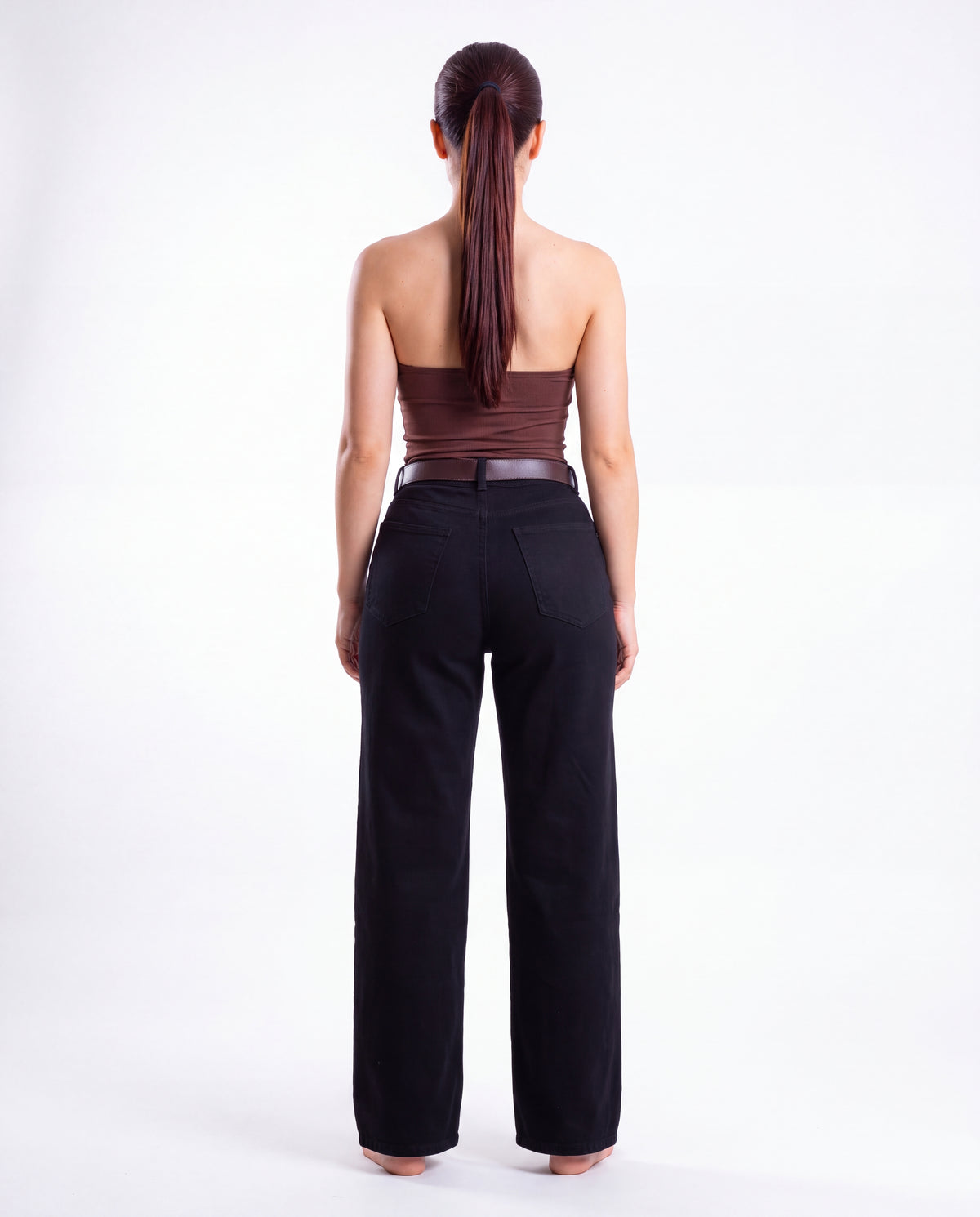 Jeans Wide Leg Mezclilla Negro Cinto