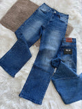 Jeans Rectos Azul Medio con Brillos para Mujer