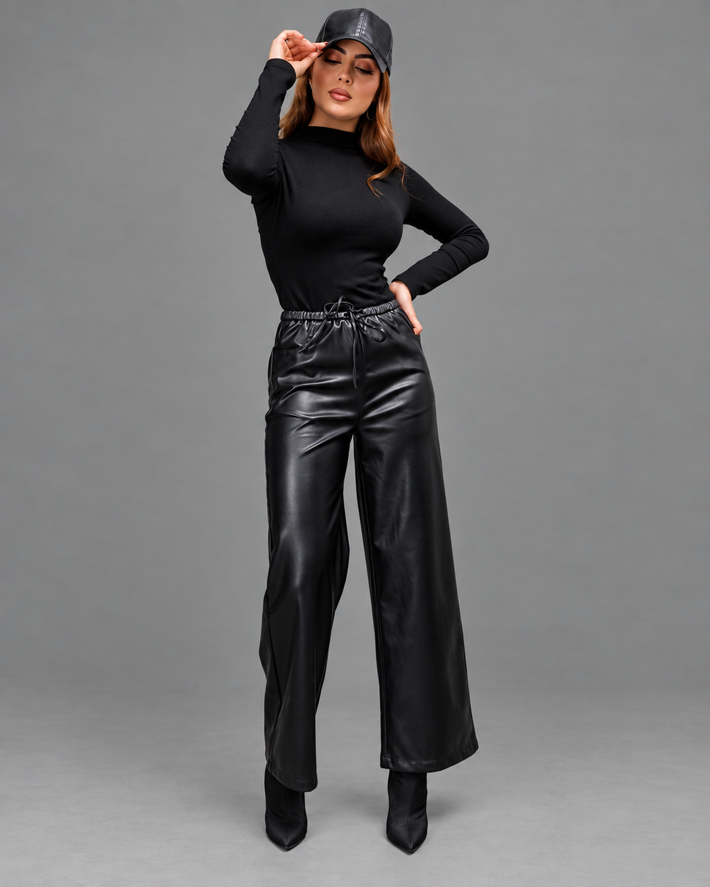 Pantalón Wide Leg de Vinipiel para Mujer Elegante