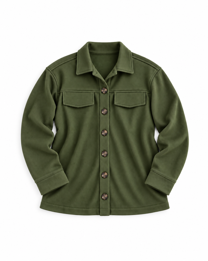 Chaqueta Casual Botones Bolsillos Verde