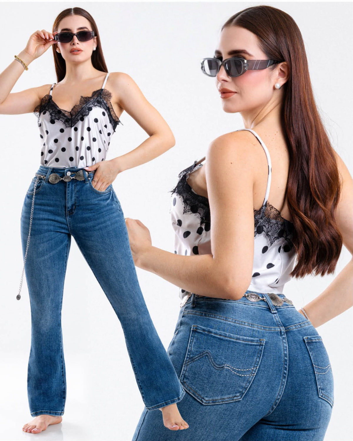 Jeans Bootcut Mezclilla Azul Cintura Alta