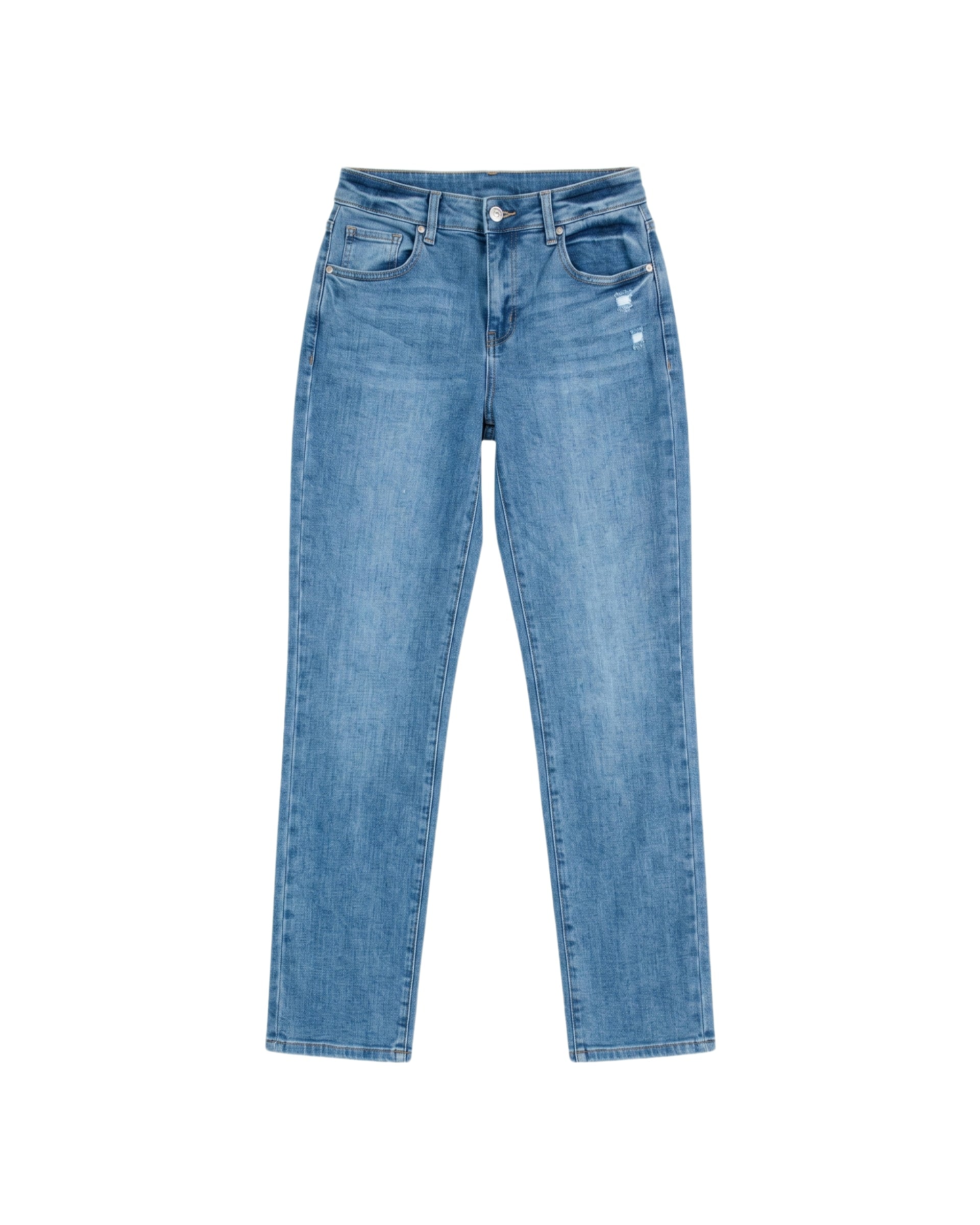Jeans Straight Mezclilla Azul Claro Ajuste