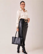 Blusa Satinada Cuello Clásico Blanco