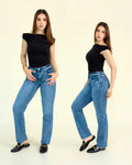 Jeans Straight Mezclilla Azul Claro Ajuste