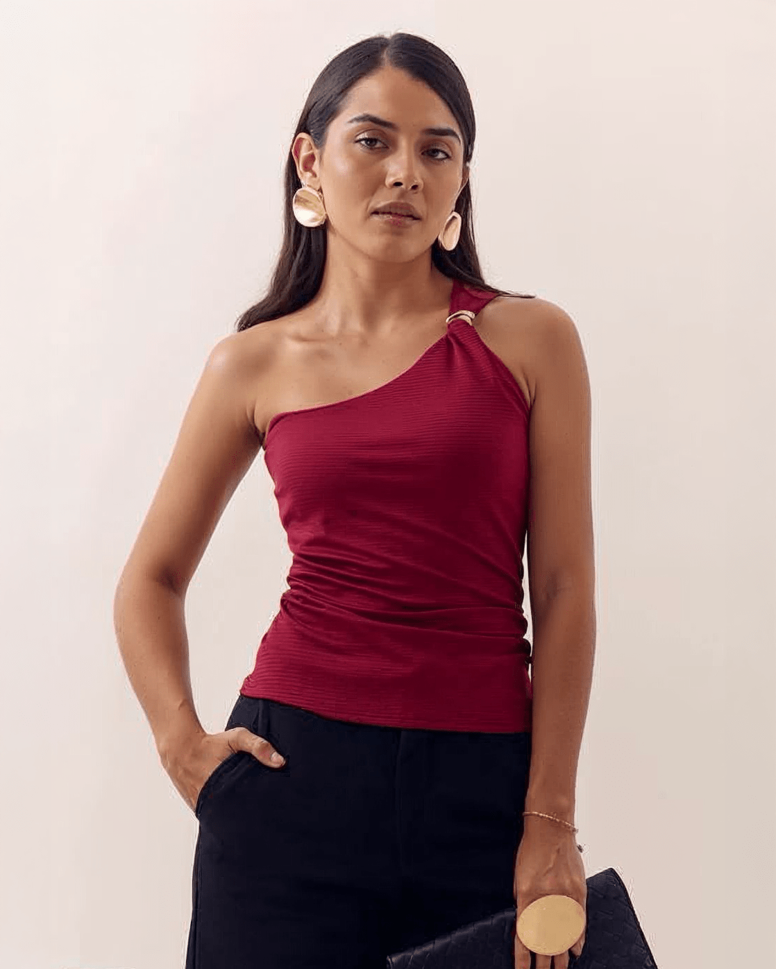 Blusa Asimétrica de Tirante Ancho para Mujer - ROXANZ