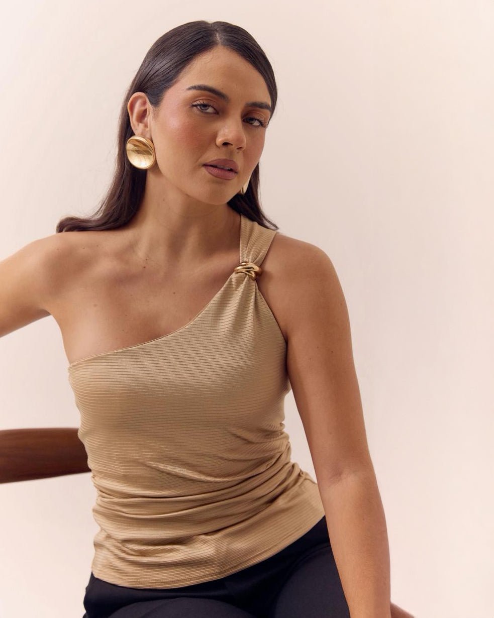 Blusa Asimétrica de Tirante Ancho para Mujer - ROXANZ