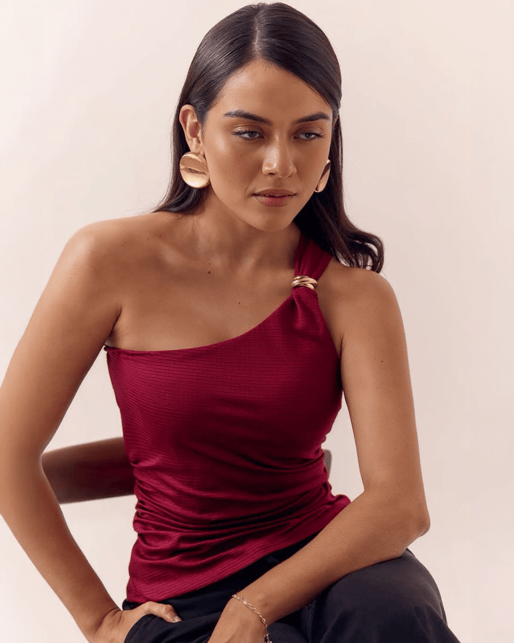 Blusa Asimétrica de Tirante Ancho para Mujer - ROXANZ