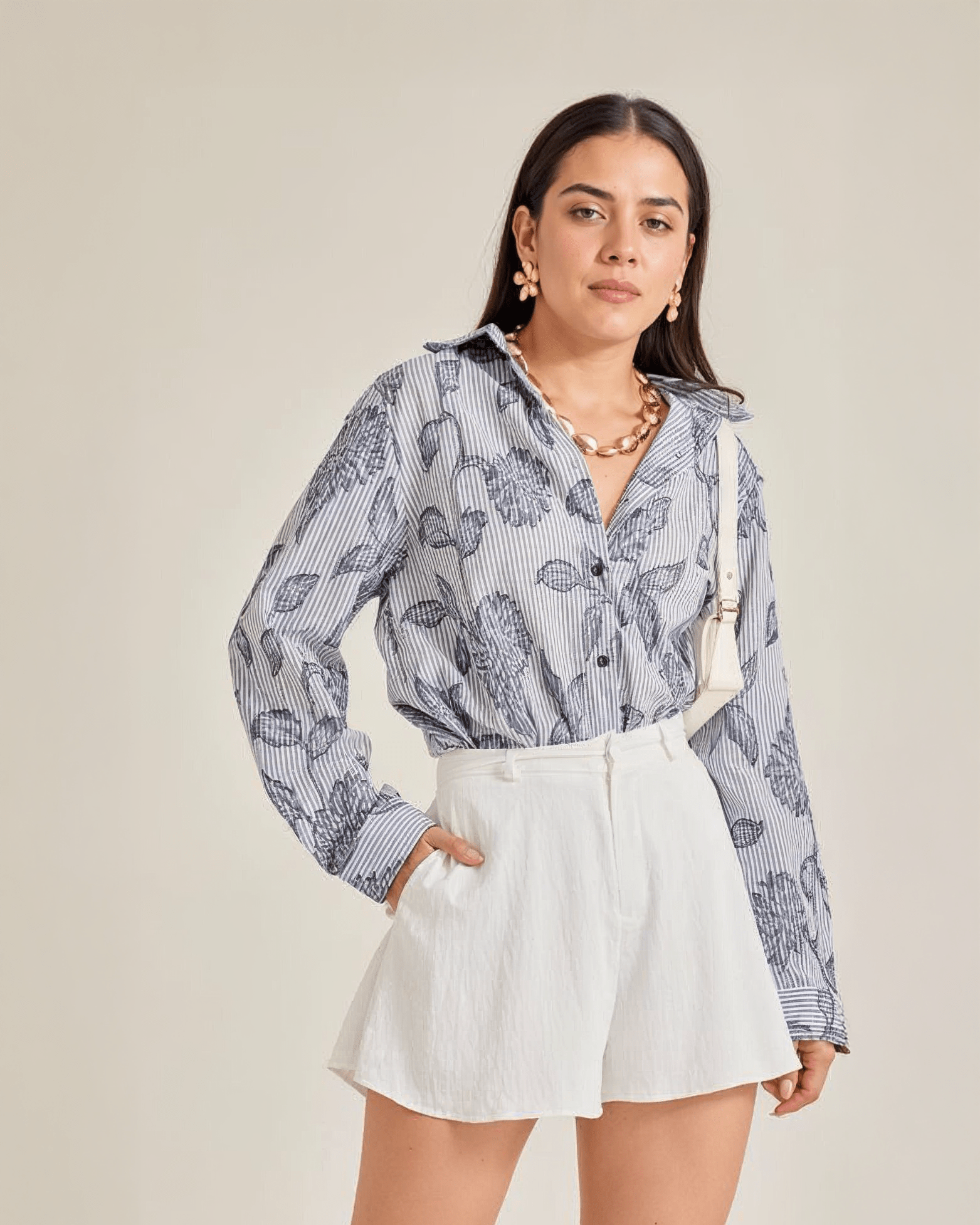 Blusa Camisa Oversize con Estampado Floral para Mujer - ROXANZ