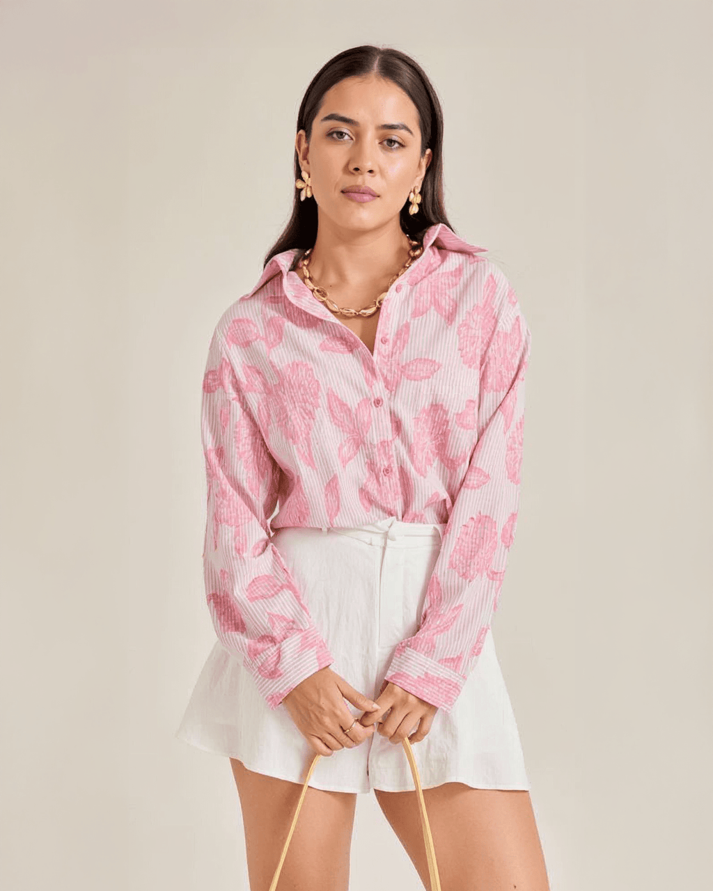 Blusa Camisa Oversize con Estampado Floral para Mujer - ROXANZ