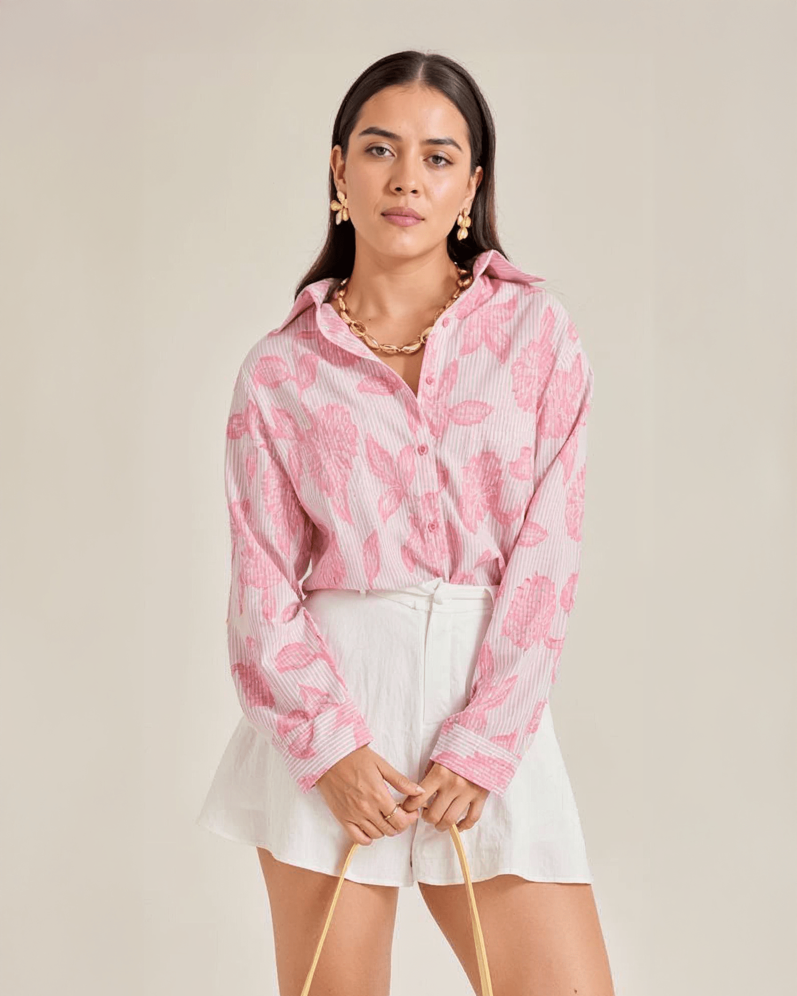 Blusa Camisa Oversize con Estampado Floral para Mujer - ROXANZ