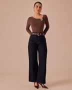 Blusa de Manga Larga con Escote Asimétrico para Mujer - ROXANZ