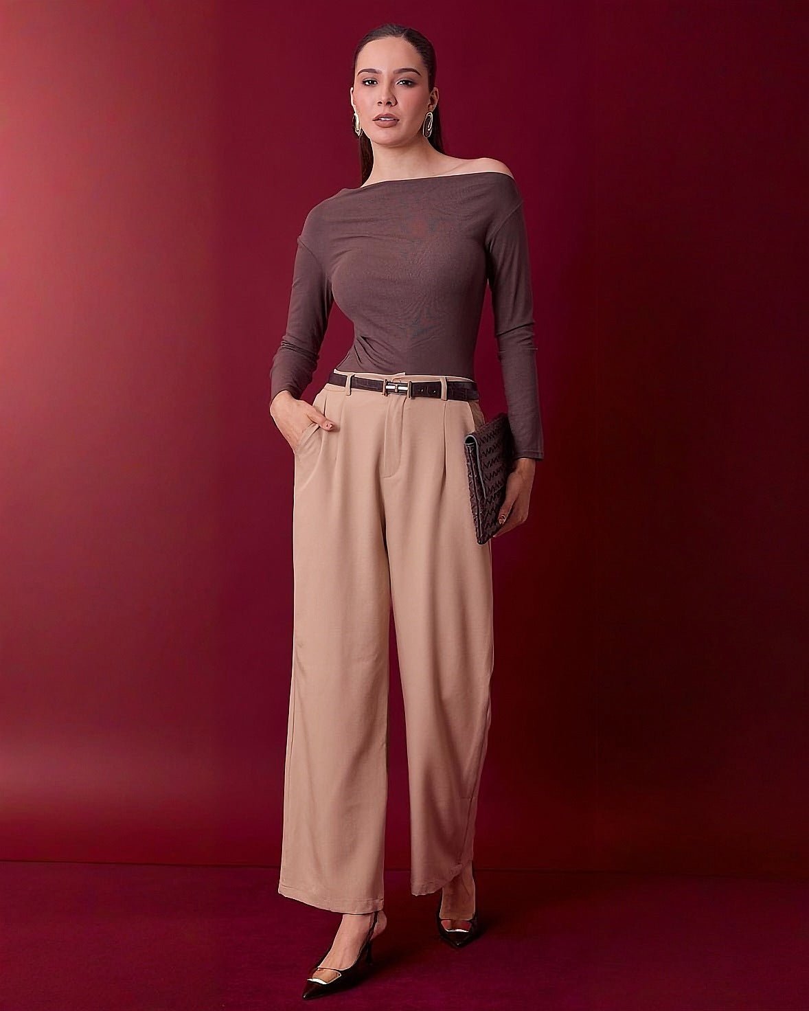 Blusa de Manga Larga con Hombros Descubiertos Elegante para Mujer - ROXANZ