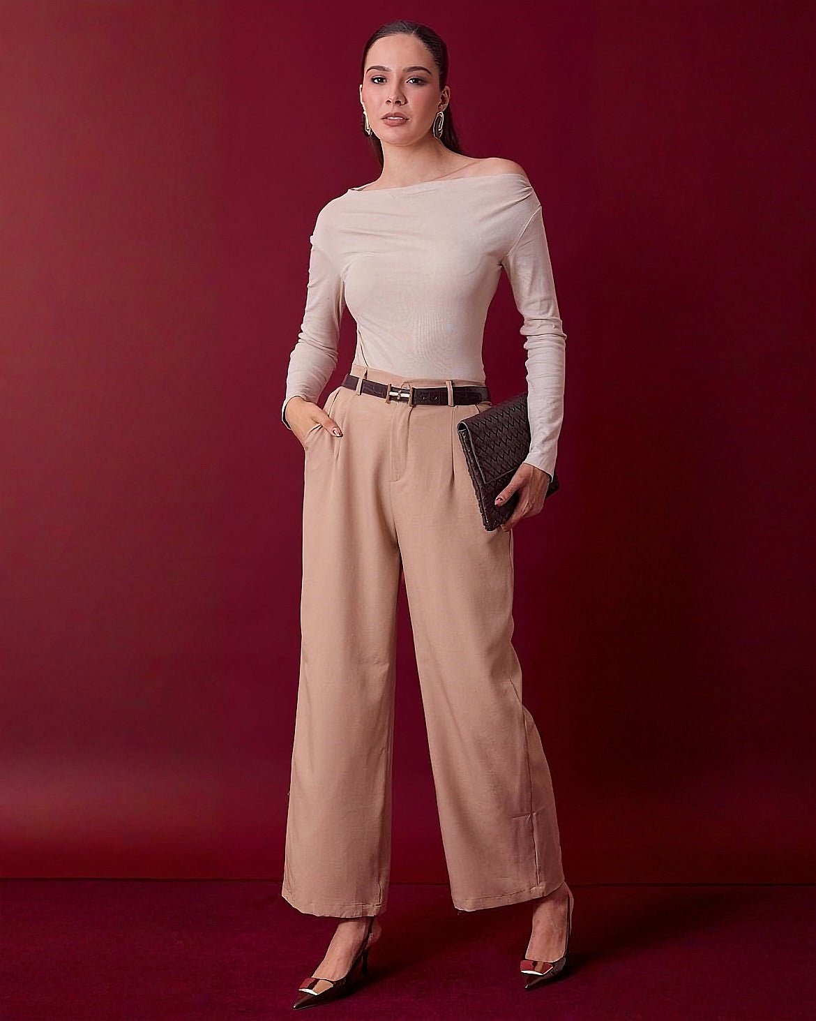 Blusa de Manga Larga con Hombros Descubiertos Elegante para Mujer - ROXANZ