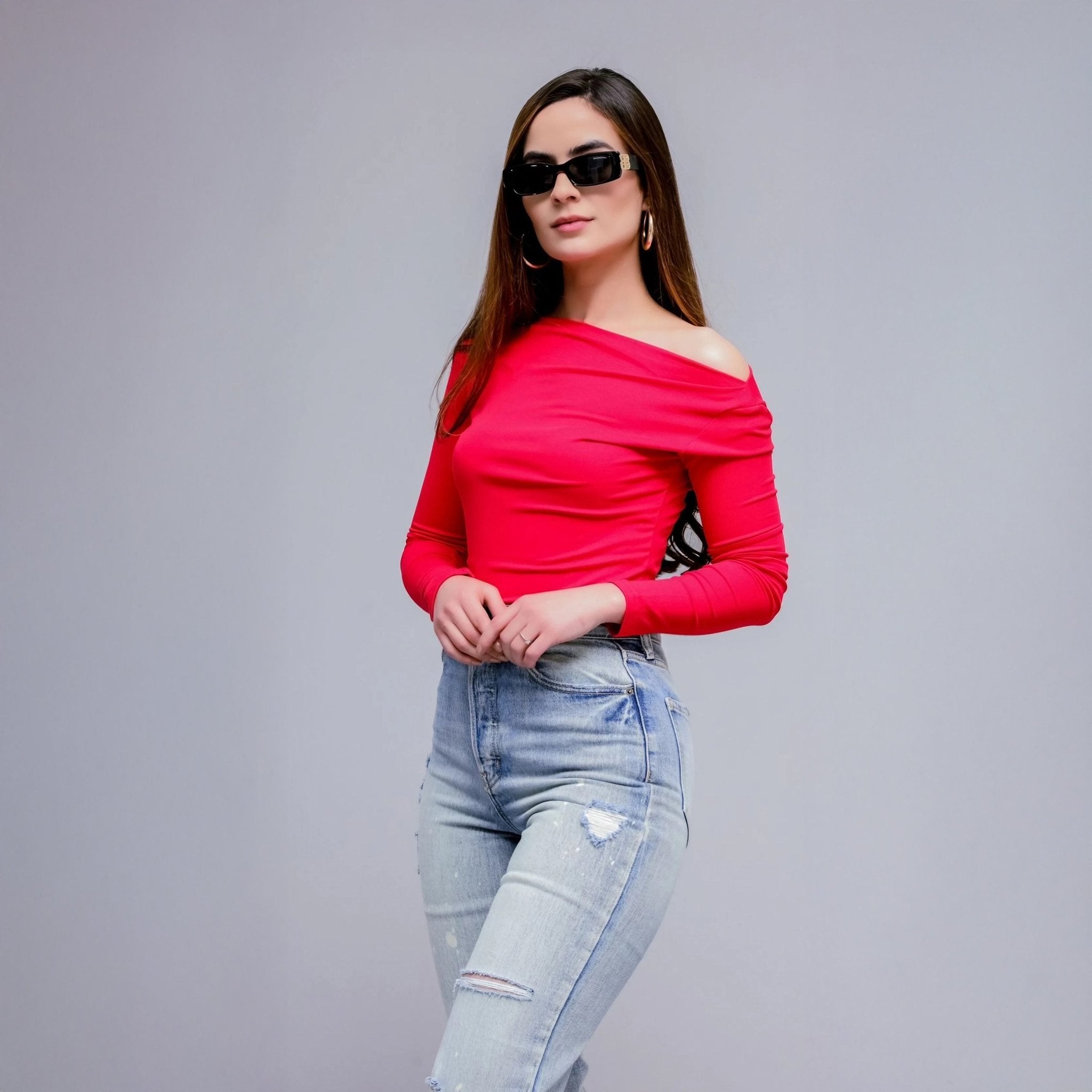 Blusa Elegante de Manga Larga para Mujer con Cuello Barco Casual y Moderno - Roxanz