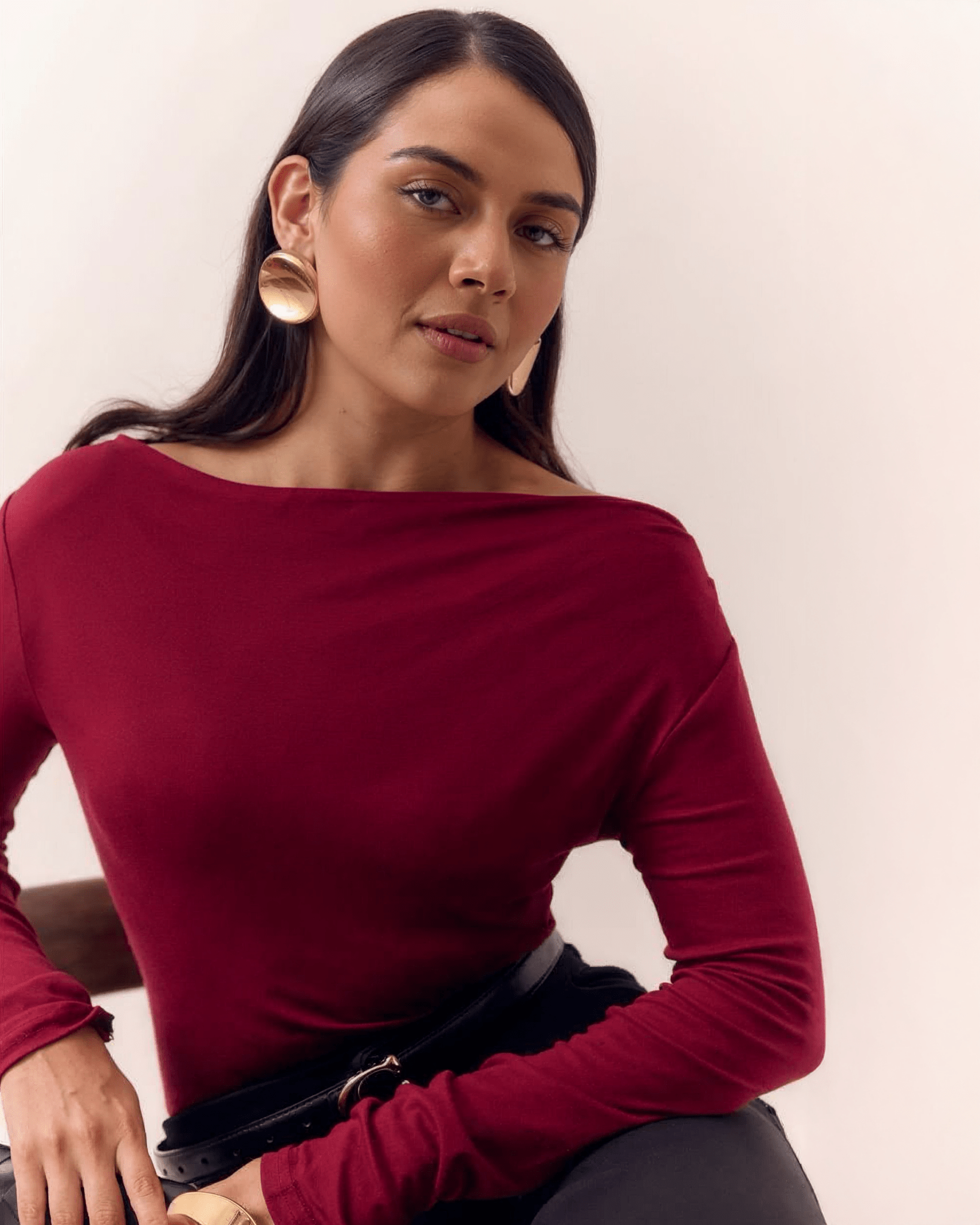 Blusa Manga Larga Mujer Escote Asimétrico - ROXANZ