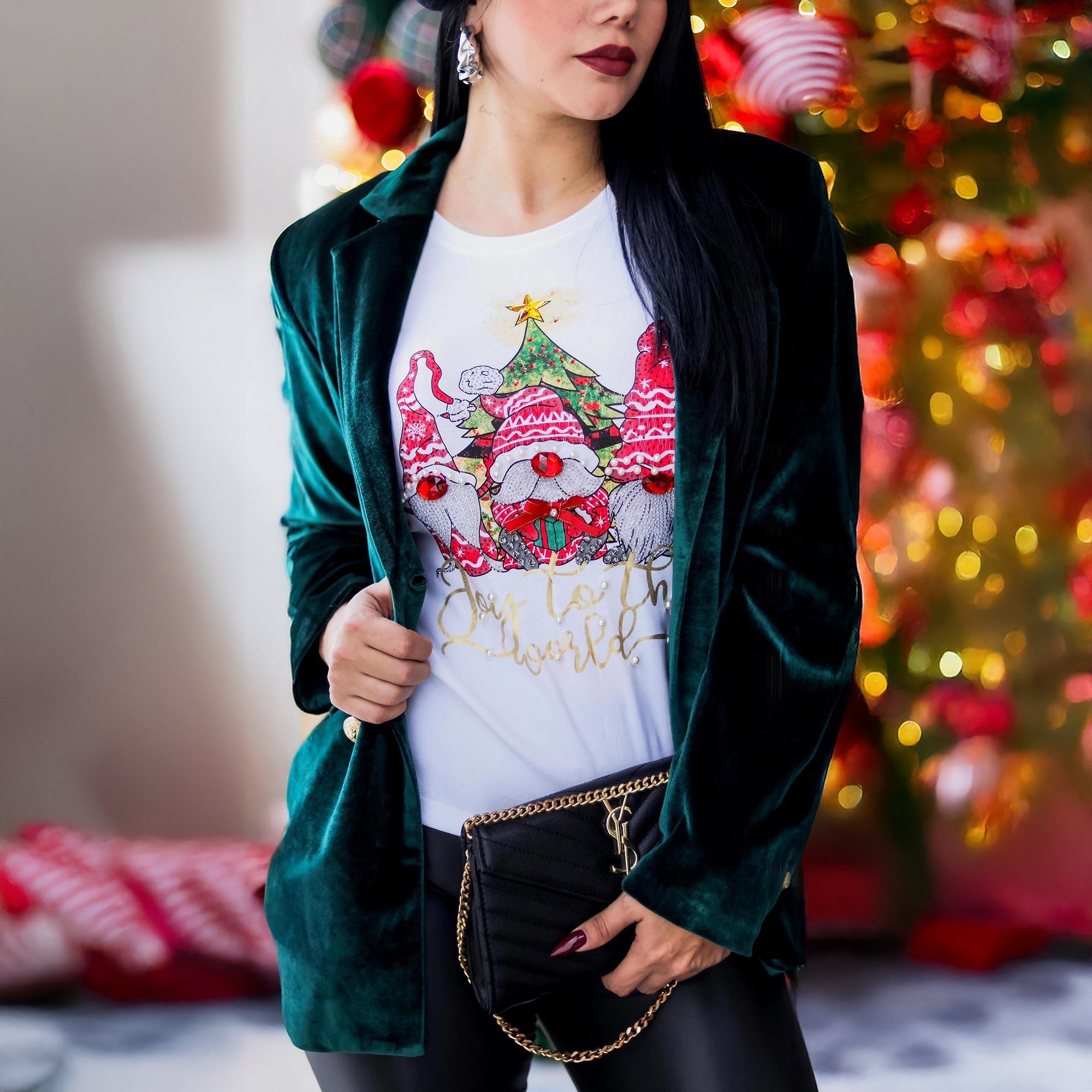 Blusa Navideña Estampado Joy to the World - Roxanz