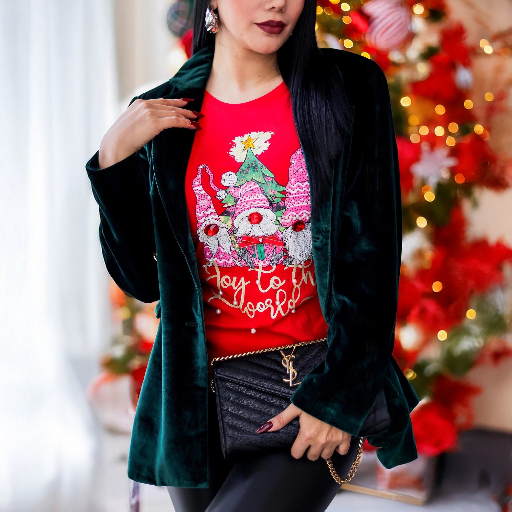 Blusa Navideña Estampado Joy to the World - Roxanz