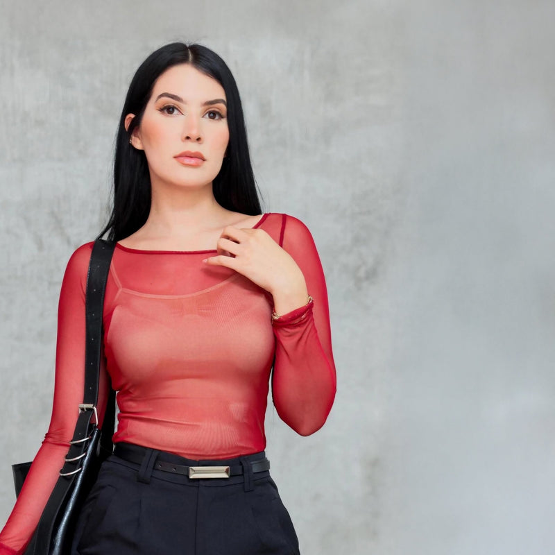 Blusa Transparente de Manga Larga para Mujer - Roxanz