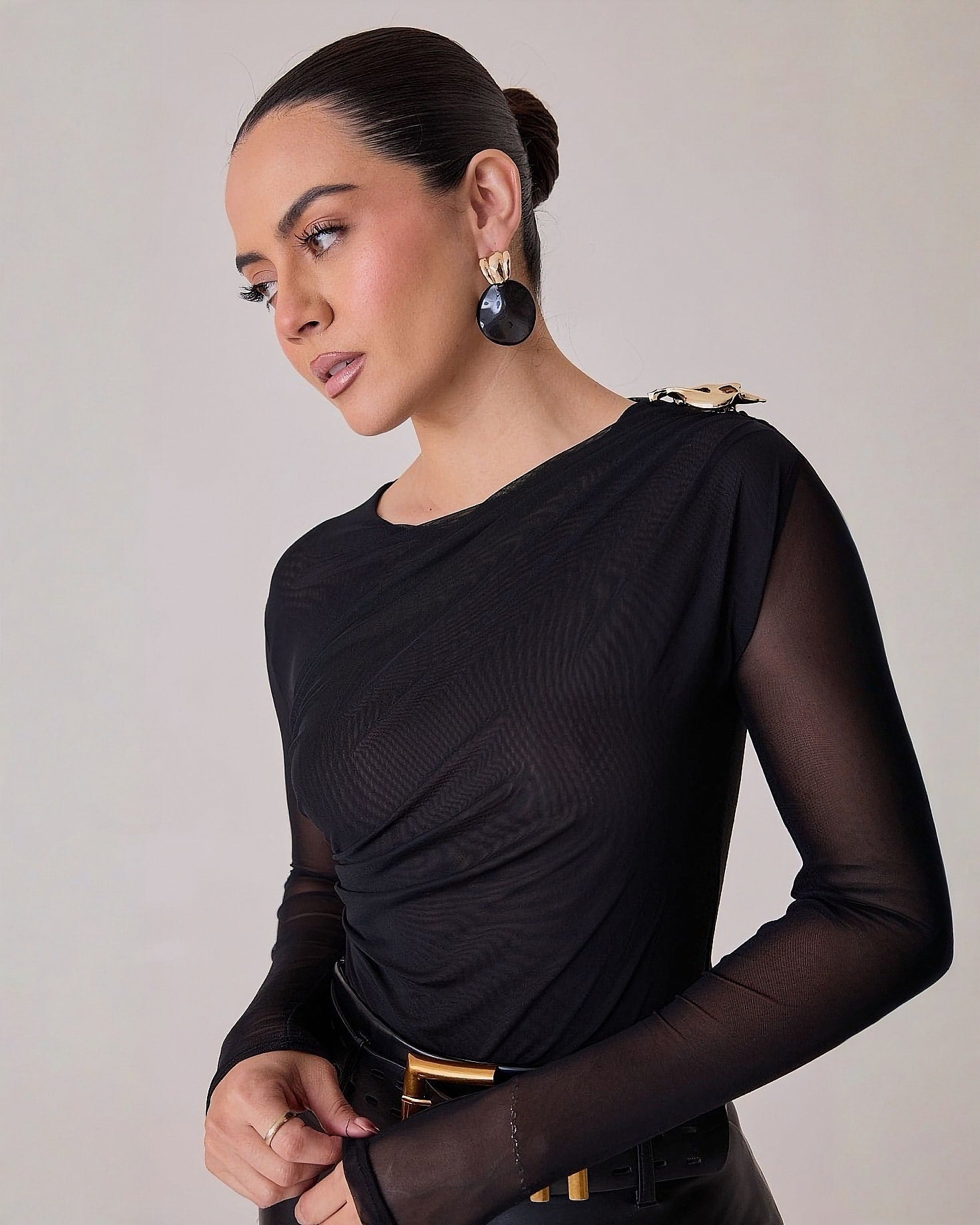 Blusa Transparente Manga Larga Elegante para Mujer - ROXANZ