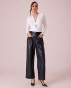 Body de Mujer Manga Larga con Escote en V y Detalle Metálico Elegante - ROXANZ