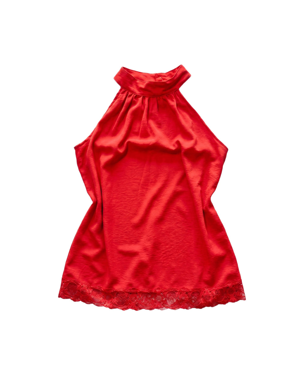 Blusa Halter Satinada Encaje