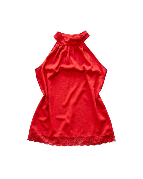 Blusa Halter Satinada Encaje