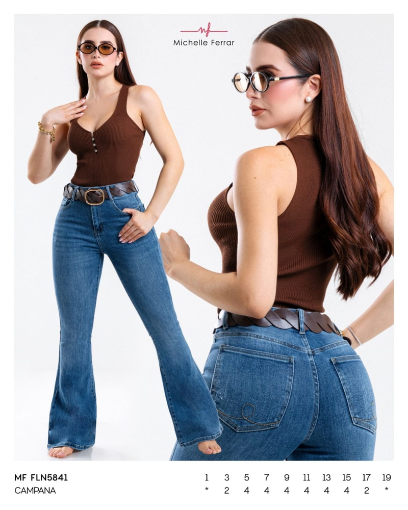 Jeans Campana Mezclilla Azul Oscuro 7 Azul Oscuro