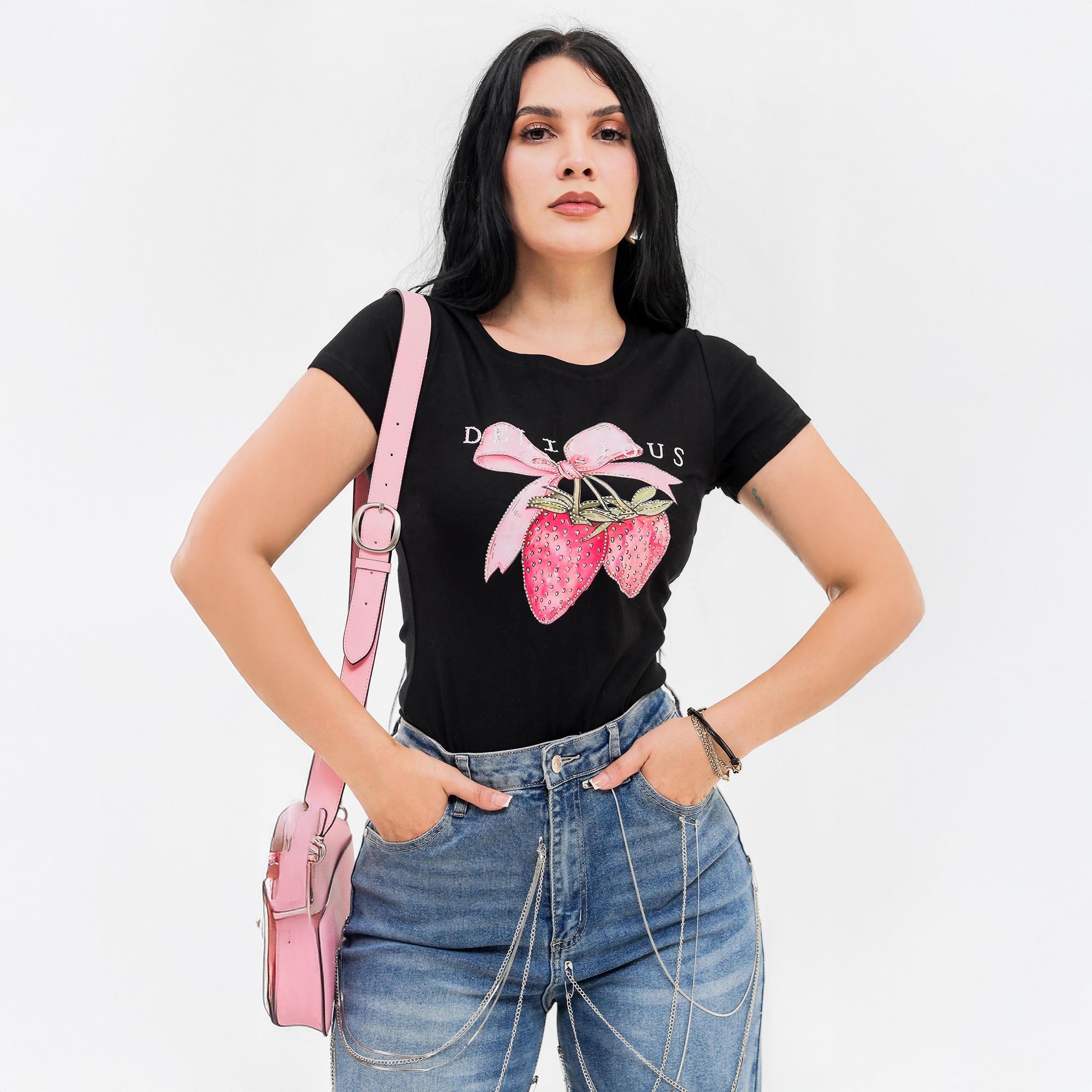 Camiseta Delicious Estampado De Fresa - Roxanz