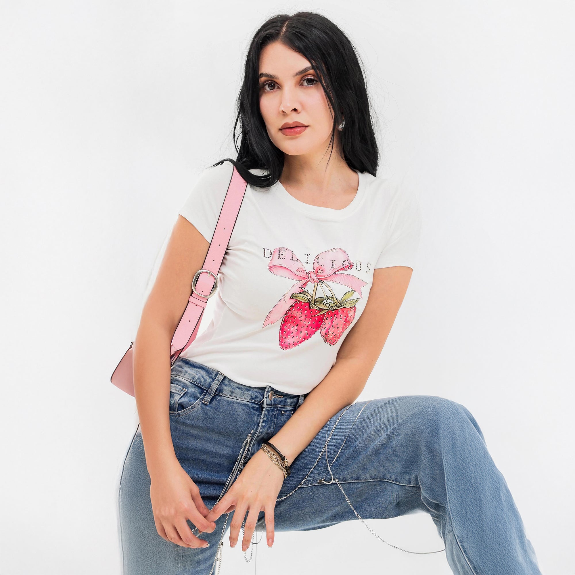 Camiseta Delicious Estampado De Fresa - Roxanz