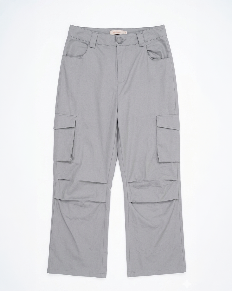 Pantalón Cargo de Color Gris