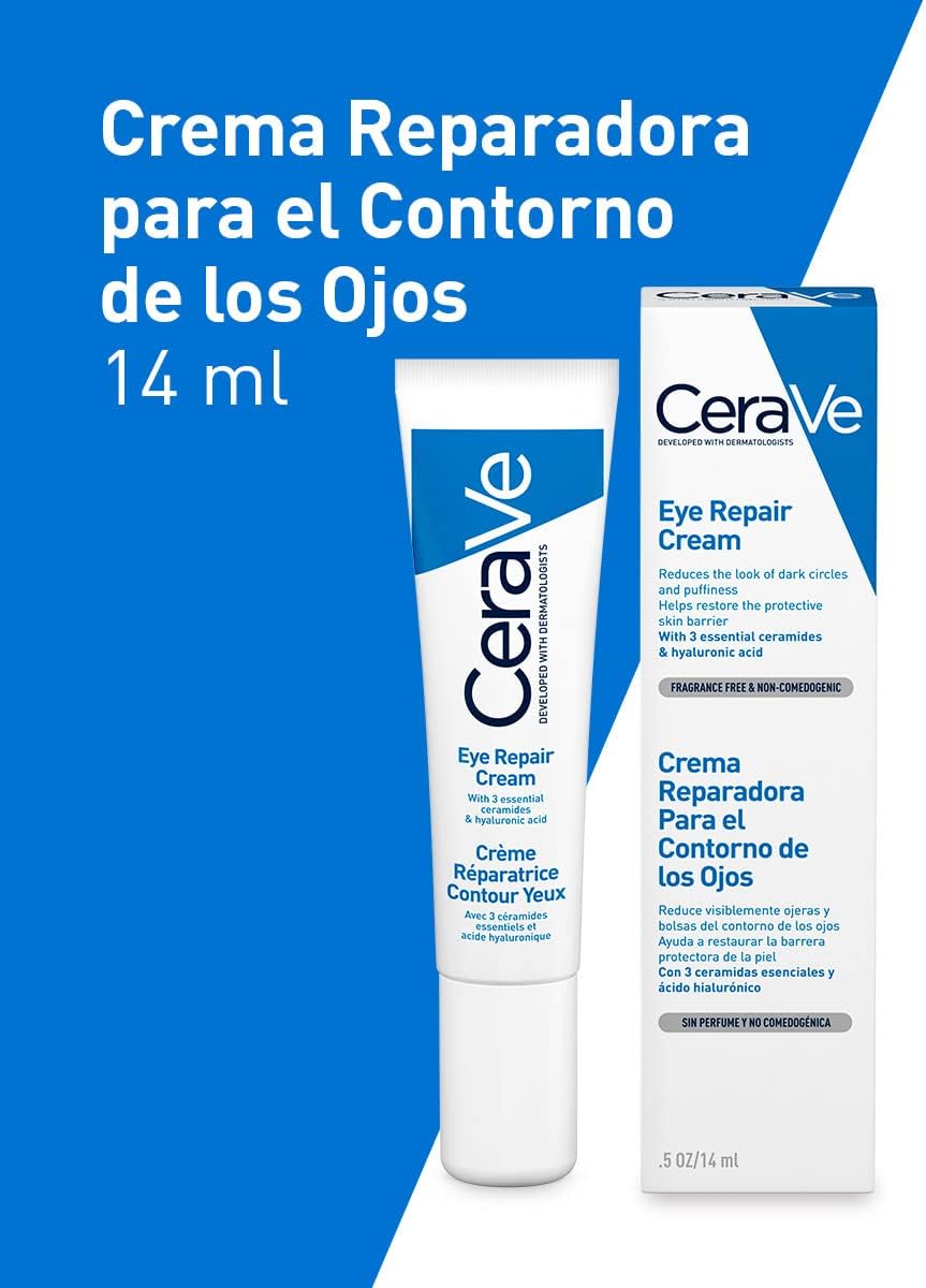 CeraVe Crema Reparadora para el Contorno de Ojos |14gr| Crema hidratante de ojos para bolsas y ojeras | Libre de fragancia - Roxanz