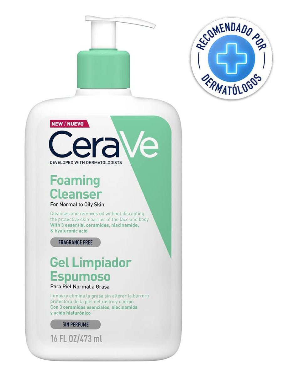 CeraVe Gel Limpiador Espumoso Diario para Piel Mixta, Grasa o con Acné 473ml - Roxanz